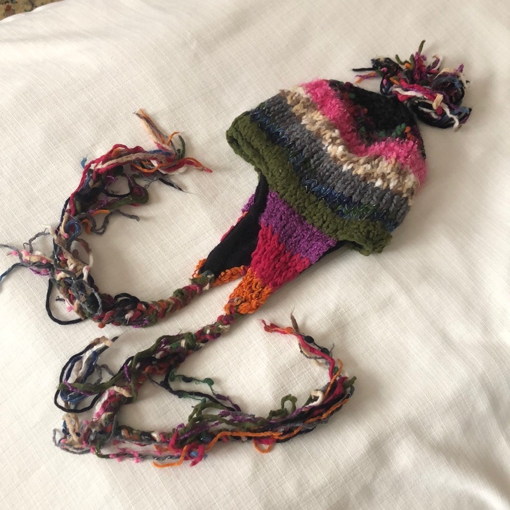 Juniors Mudd Boho Fun Winter Hat Lined Colorful